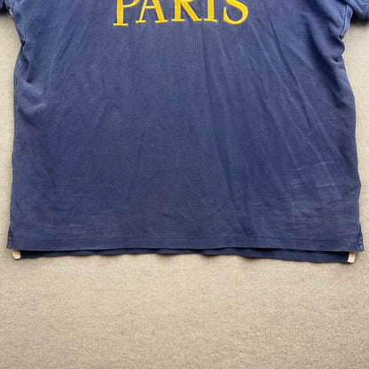 VTG Polo Ralph Lauren Polo Shirt Men XL Blue PARIS 5 Big Pony France Crest Flag