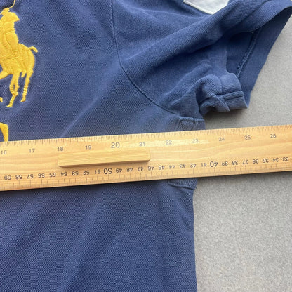 VTG Polo Ralph Lauren Polo Shirt Men XL Blue PARIS 5 Big Pony France Crest Flag