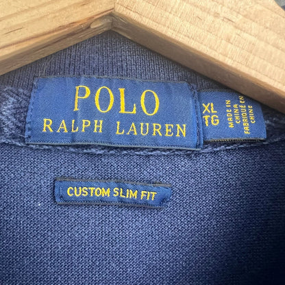 VTG Polo Ralph Lauren Polo Shirt Men XL Blue PARIS 5 Big Pony France Crest Flag